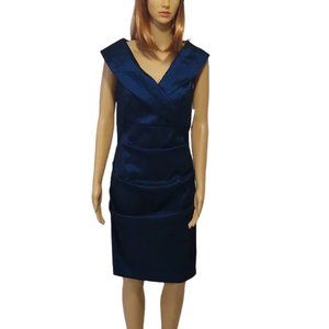 Atelier Danielle Navy Elegant Drape Cocktail Mother of the Bride Dress Size 12